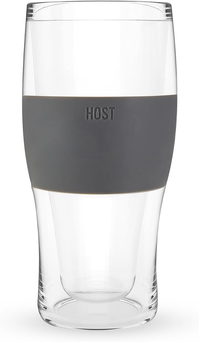 HOST Beer FREEZE Beer Glass Cups Set Drinking Glasses, Freezer Mugs with Gel Double Walled Cool Cups Plastic Multicolor 16oz Set of 4
