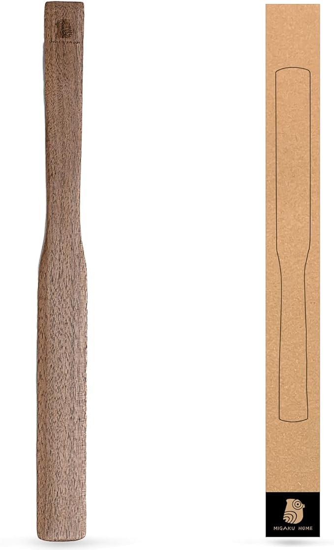 MIGAKU HOME Black Walnut Coffee Stir Stick for Syphon Coffee Maker/Aeropress/French Press - 10" Wooden Coffee Brewer Accessory with Ergonomic Handle