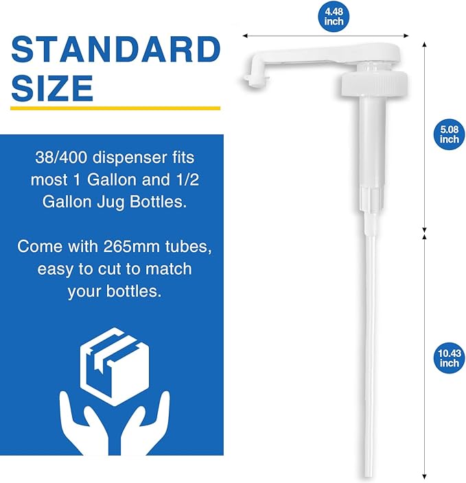 4Pcs Gallon Jug Syrup Pump Dispenser, 38-400 Leak Proof Pump for Gallon Jug - Lotion Shampoo Pump Cap Included, Fits 1 Gallon Bottle 64oz 128oz Shampoo Laundry Detergent Containers