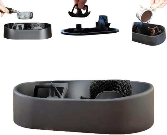 Coffee Portafilter Cleaning Kit, Premium Espresso Clean Holder with Include Brush＆holder, Professional Cafe Grounds Catcher, Coffee Machine Filter Cleaning Device for 51/53/58mm Barista Set