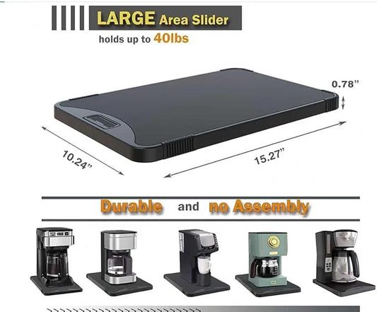 ARGOMAX Appliance Rolling Tray, Coffee Maker Slider, coffee pull out tray, sliding coffee maker tray, Suitable for coffee machines, air fryers and other appliances (10.3'' W × 15.3''D)