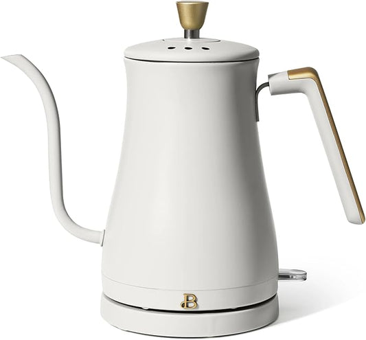1-Liter Electric Gooseneck Kettle, 1200W Fast Heating Pour Over Coffee and Tea Kettle with Precise Spout (White Icing)