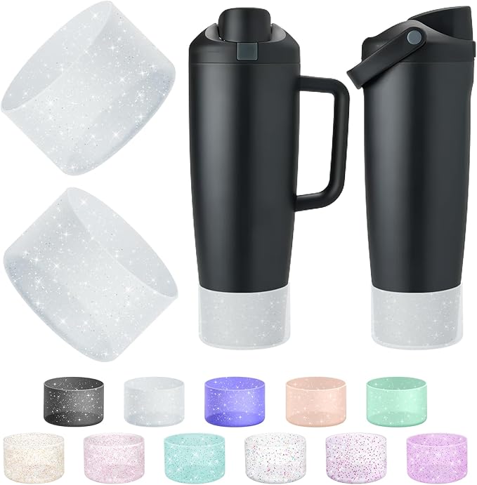 2PCS Silicone Boot Compatible with Owala 30oz & 40oz FreeSip Sway Bottles & Tumblers, Protective Anti-Slip Bottom Cover Sleeve for Freesip Sway Tumbler