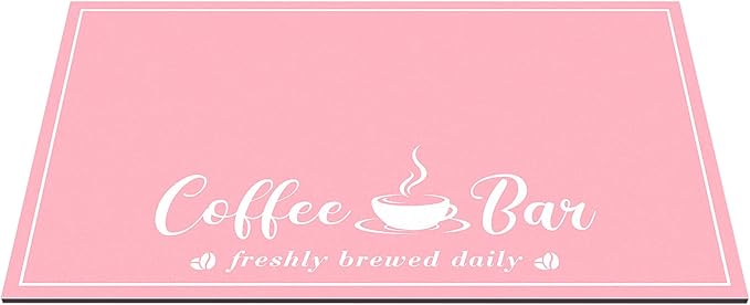 Absorbent Coffee Mat, Fashion Dish Drying Mat for Kitchen Counter Coffee Bar Accessories Espresso Machine Dish Rack 12" x 20" Pink