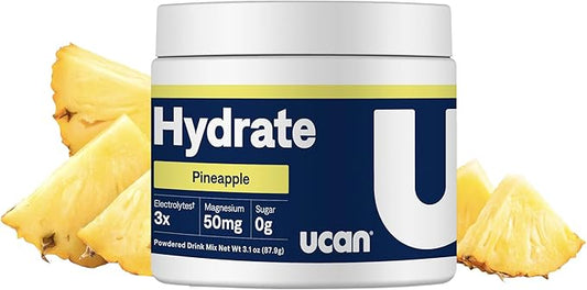 UCAN Hydrate Electrolyte Drink Mix (Pineapple, 30 Servings) Sugar-Free, Keto-Friendly, Vegan, Non-GMO, Gluten-Free Electrolyte Powder with Potassium & Magnesium for Runners & Athletes
