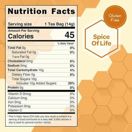 True Honey Chai Tea Bags - Providing Herbal Wellness - All Natural Organic Cinnamon, Clove, Coriander, Anise and Fennel Black - Blended with Honey Crystals Blended - 24 Count
