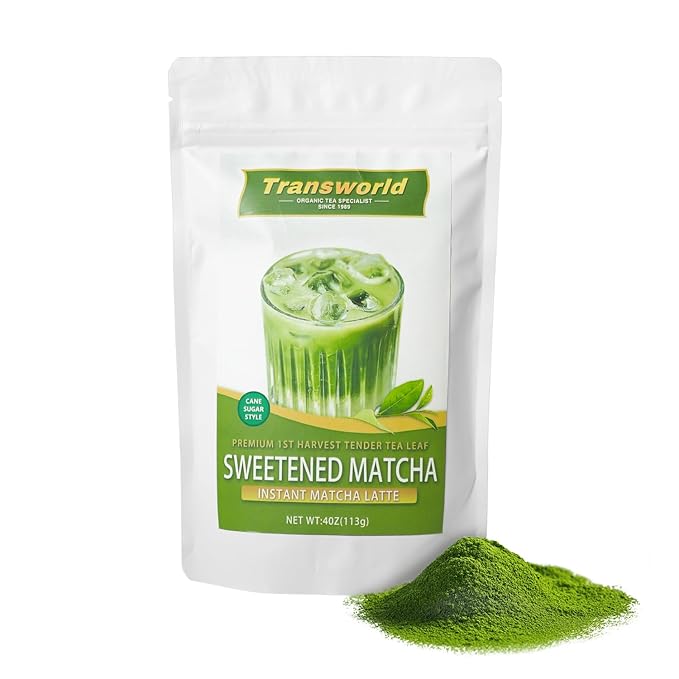 Sweetened Matcha Green Tea Powder Sweet Powder Instant Matcha Latte Blend 100% Pure Premium Matcha for Latte 4oz(113g) Jiuyu