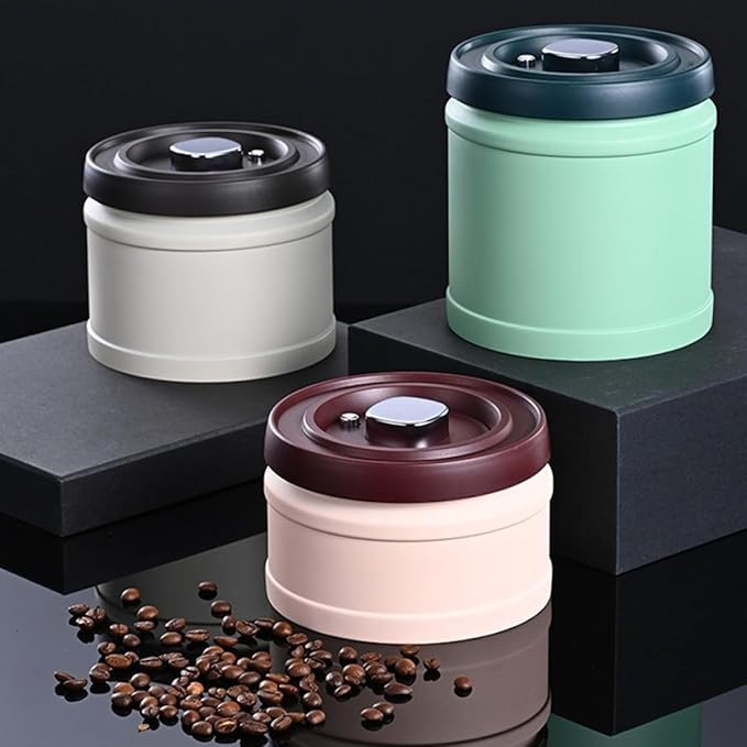 Vacuum Sealed Spice Jar with Silicone and Stainless Steel Airtight Beans Canister for Kitchen Storage Moisture and Dust Food Container in Pink