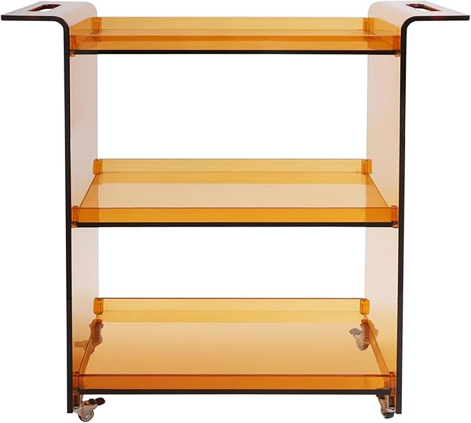 Rolling Serving Cart 3-Tier Small Bar Cart with Lockable Casters Storage Rolling Trolley 66lbs Capacity Mobile Kitchen Trolley for Home, Kitchen, Cafe (28 * 11.8 * 28.7in, Dark Brown)