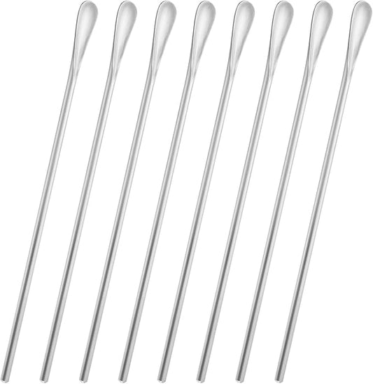 8-Pack 8.5" / 21.8cm Stainless Steel Long Handle Stirring & Mixing Spoon – Reusable Bar Tool for Coffee, Tea, Iced Drinks & Cocktails