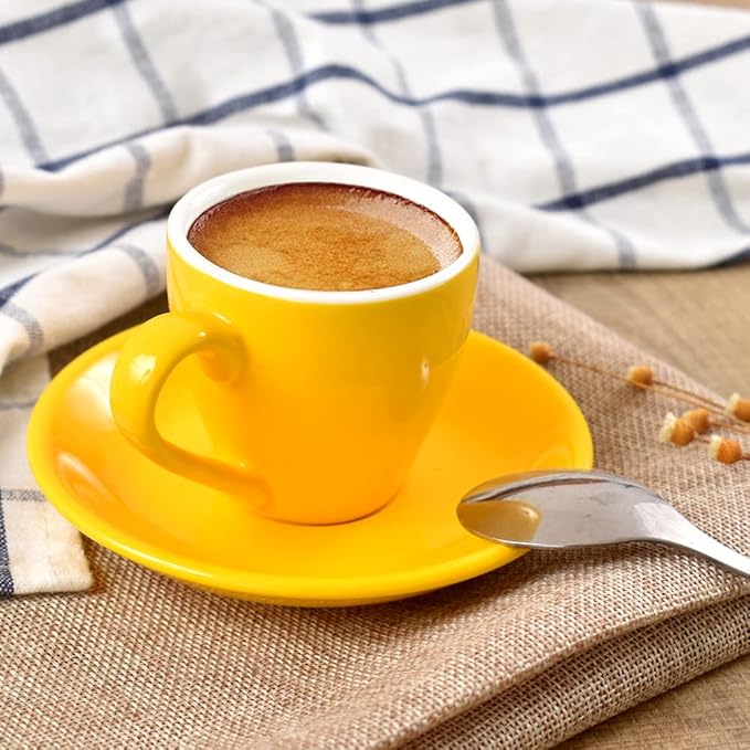 ionEgg Porcelain Espresso Cup with Saucer, Espresso shot Cup, 80ml/2.7Oz, Yellow