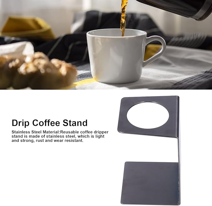 Pour over Coffee Dripper Stand, Samll Size Light Pour over Coffee Holder Stand Metal Reusable for Cafe Household (Black)