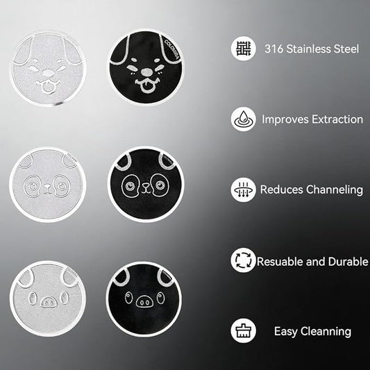 51mm Espresso Puck Screen, 0.2mm Ultra Thin Espresso Puck, Metal Reusable Coffee Filter for 51mm Espresso Portafilter Basket with Titanium PVD Coating - 316 Stainless Steel(Doggie)