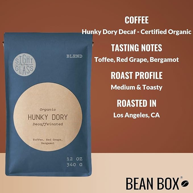 Hunky Dory Decaf - Certified Organic - Roasted by Sightglass Coffee - Whole Bean Coffee - 12 Ounce Bag