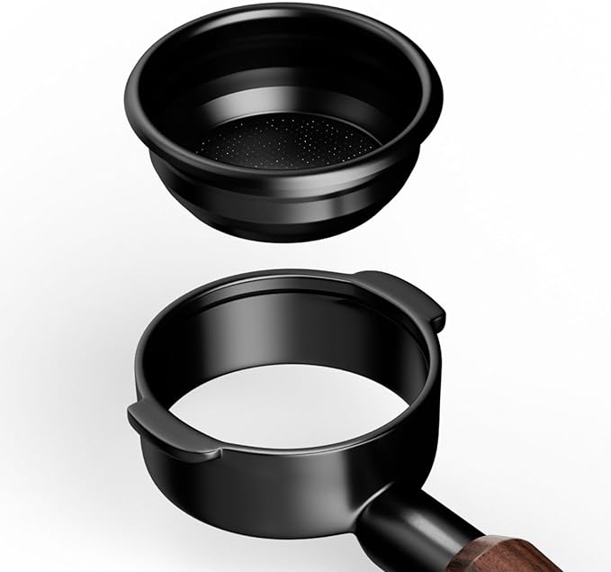 MHW-3BOMBER 58mm Bottomless Portafilter Fits E61, Flair 58, ECM, Rocket, Sanremo, Synesso, VBM Coffee Machines, 2 Ears Flat Espresso Portafilter with 18g Filter Basket, Wood Handle, BP7120L