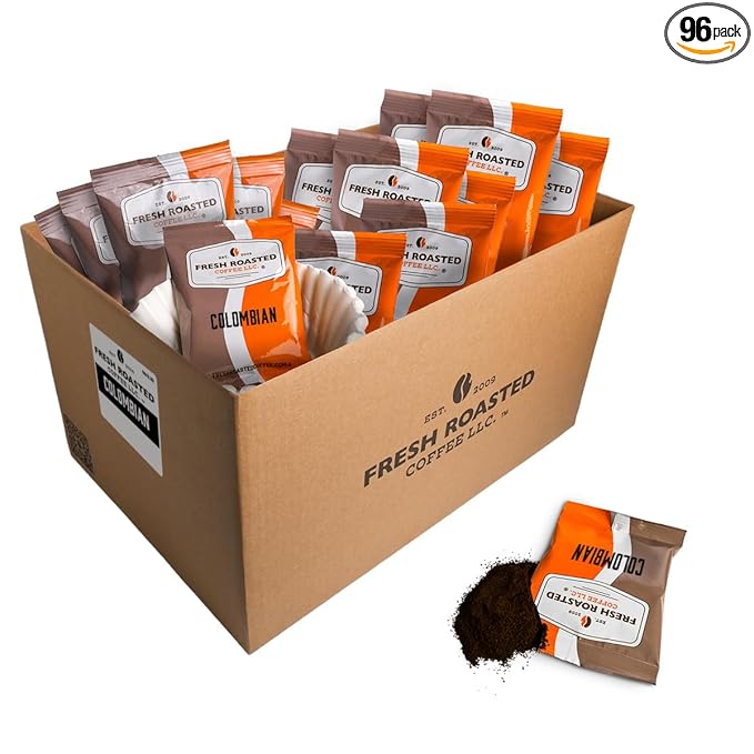 Fresh Roasted Coffee, Colombian, Kosher, Pre-Ground Fractional Packs, 2.25 Ounce, 96 Count