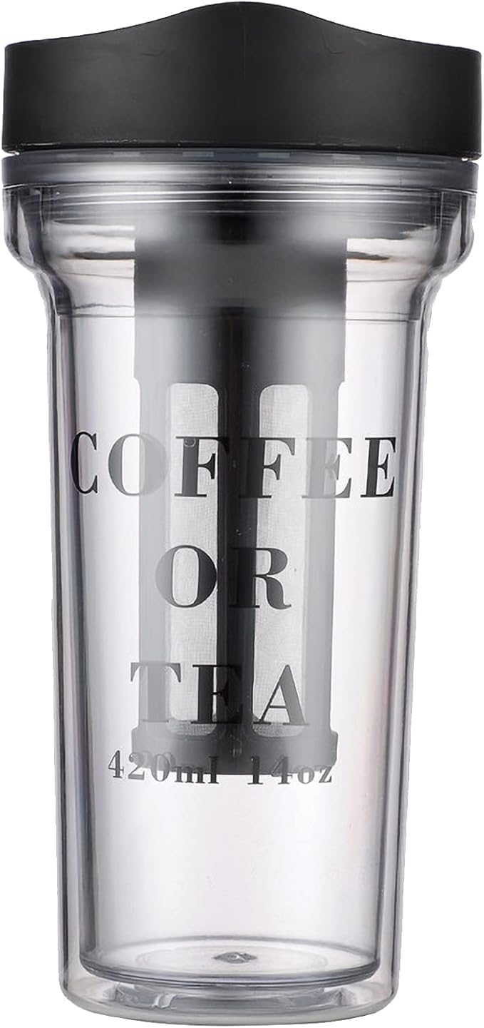 Cold Brew Cup Portable Cold Brew Coffee Maker Cold Brew Coffee Tea Airtight Bottle Iced Coffee Cup with Lid Stainless Steel Filter Reusable Cold Brew Coffee Tea Cup