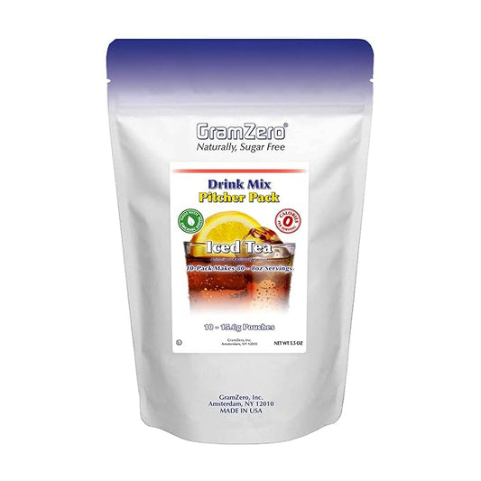 GramZero Iced Tea, Sugar Free Drink Mix, Pitcher Pack, Great For Nutrition Club Loaded Tea, Zero Calorie, Stevia Sweetened