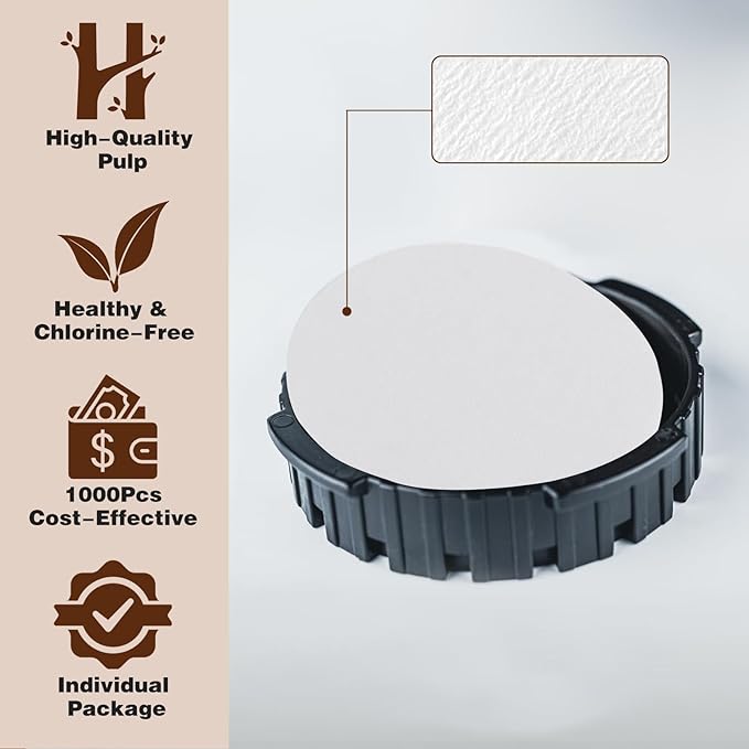 1000 Pcs Round Disposable Coffee Filters Paper Compatible with Aeropress Coffee Makers
