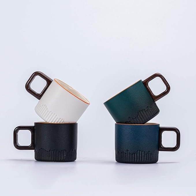 Zurucily Espresso Cups Set of 2, 2 oz Ceramic Espresso Cups, Demitasse Cups for Tea or Coffee (White)