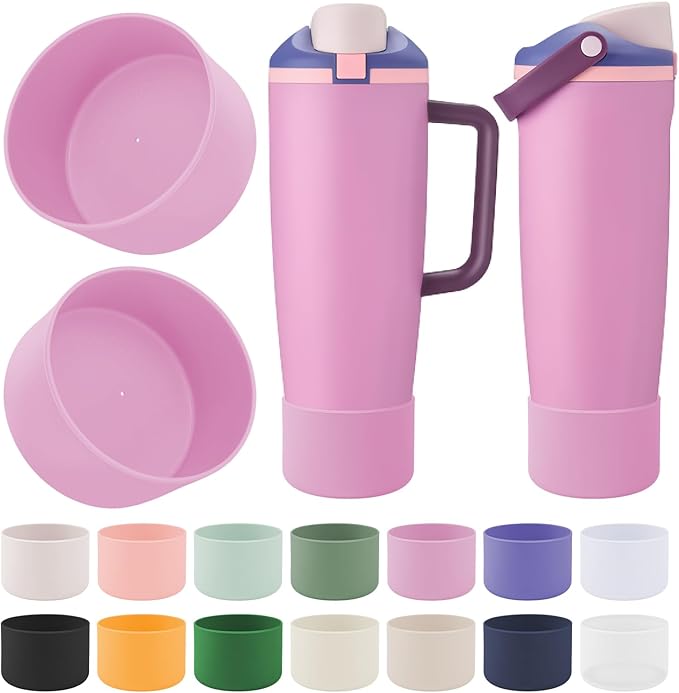 2PCS Silicone Boot Compatible with Owala 30oz & 40oz FreeSip Sway Bottles & Tumblers, Protective Anti-Slip Bottom Cover Sleeve for Freesip Sway Tumbler