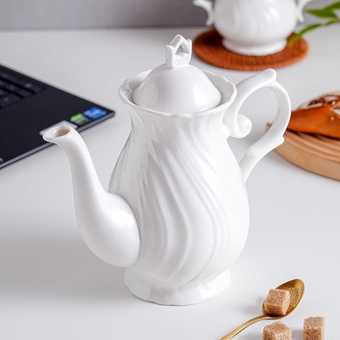 tea pot ceramic, Porcelain teapot with lid, 38.8 Oz for Tea, Milk, Coffee, Flower tea