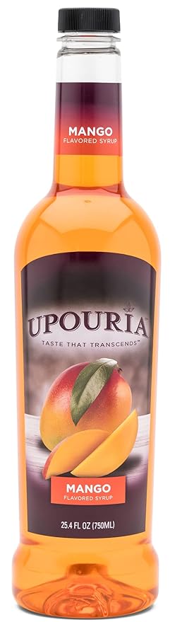 Upouria Mango Syrup Flavoring, 100% Vegan, Gluten-Free, Kosher, 750ml bottle (Pack of 2) with 1 Syrup Pump