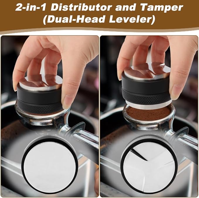 51mm Espresso Accessories Kit, Espresso Distribution Tool, Tamper Leveler and Dosing Funnel Barista Kit with WDT Tool Fits Portafilter Tamper 51mm(COLOR:Black)