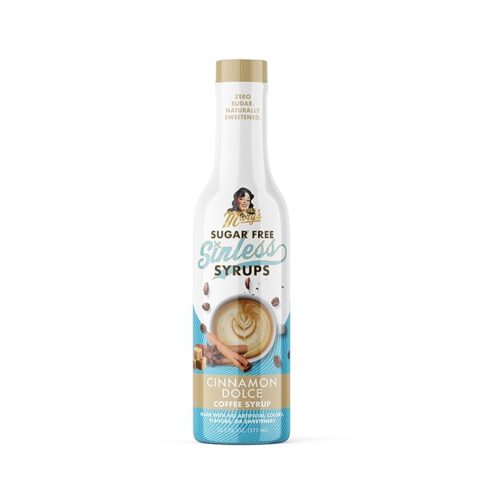 Sugar Free Cinnamon Dolce Coffee Syrup - Stevia Based, No Sugar Alcohols or Sucralose, No Artificial Sweeteners, Natural Ingredients, Coffee Tea Cocoa Dessert, Keto Friendly, 1 Pack