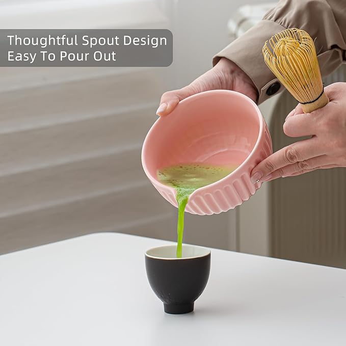 Matcha Whisk Set, Matcha Set Includes Ceramic Matcha Bowl, Matcha Whisk and Holder, Bamboo Scoop, Sifter, Scoop Rest and Tea Towel - 7 Pcs Matcha Making Kit for Matcha Lover and Tea Ceremony