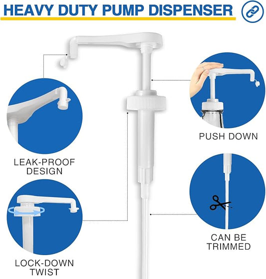 4Pcs Gallon Jug Syrup Pump Dispenser, 38-400 Leak Proof Pump for Gallon Jug - Lotion Shampoo Pump Cap Included, Fits 1 Gallon Bottle 64oz 128oz Shampoo Laundry Detergent Containers