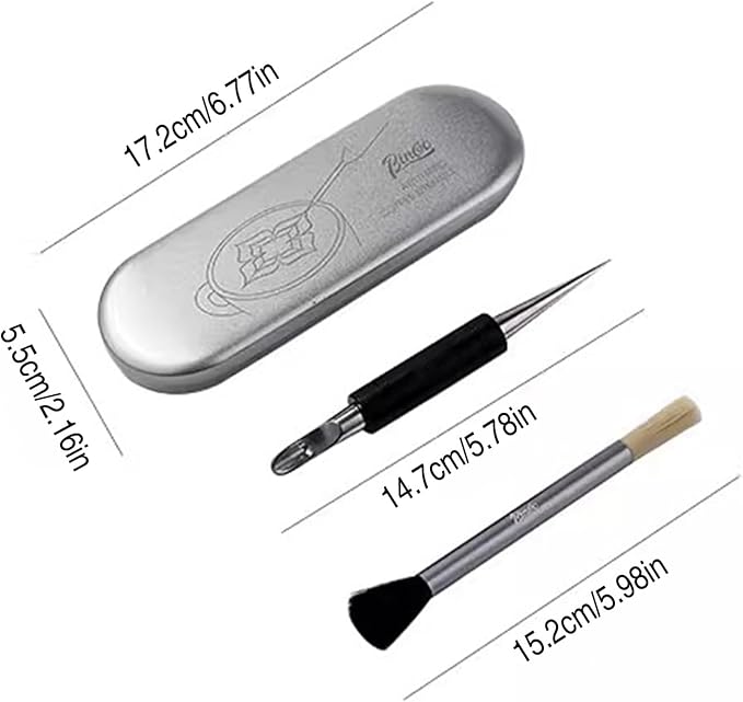 Coffee Latte Art Needle Set, 2-Piece Espresso Decorating Tools Barista Pattern Pens for Home Bar (Ebony)