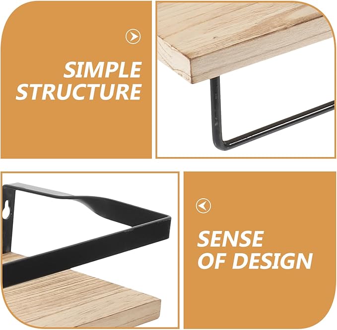 Wall Storage Shelf Floating Wood Shelves Solid Paulownia Wood Rustic Floating Cabinet for Bathroom Kitchen Living Room 2pcs