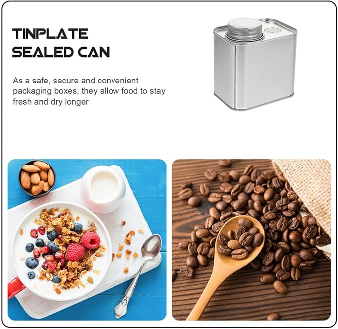 3pcs Airtight Coffee Storage Canisters with Air Valve, Square Tin Containers with Lids for Coffee Beans and Powder, Vacuum Sealed Food Organizer for Kitchen and Pantry