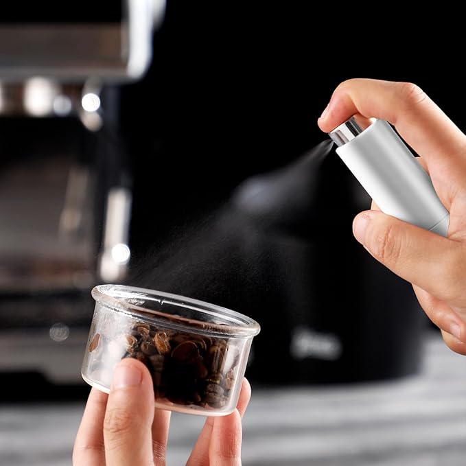 Bincoo Coffee Spray Bottle for RDT Technique - 10ml Mini Atomizer, Pre-Grind Moisture Mist for Grinding, Portable & Refillable with Carabiner Clip (Silver-1 Coffee Spray Bottle)