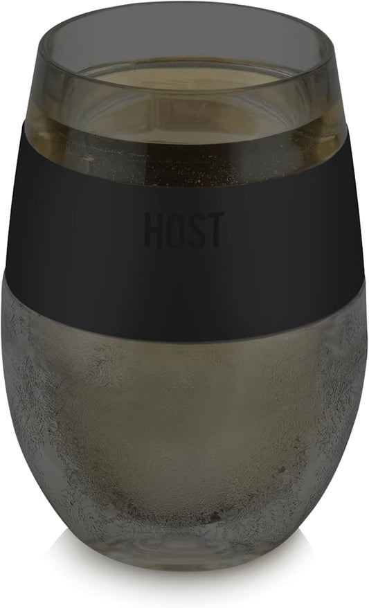 HOST Wine Freeze Cooling Cup, Plastic Double Wall Insulated Freezable Drink Chilling Tumbler with Freezing Gel Wine Glasses for Red and White Wine, Set of 1, 8.5 oz, Smoke