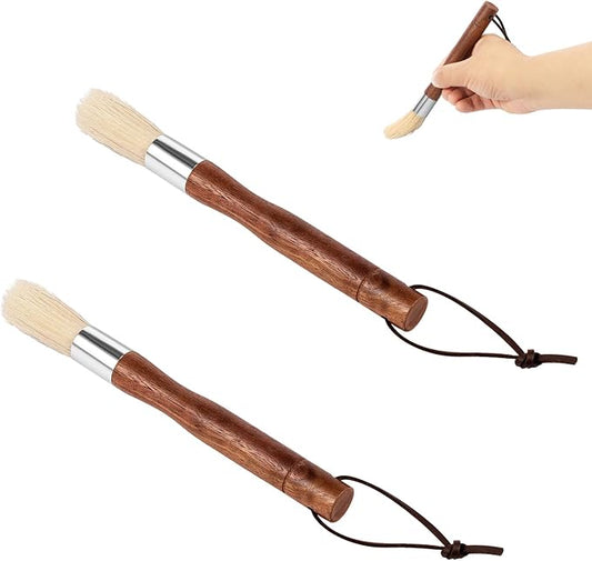 2PC Coffee Grinder Cleaning Brush,Espresso Machine Coffee Brush Cleaner Tool,Natural Bristles&Pure Solid Wood Handle,Bean Coffee Tools,Coffee Brush for Coffee,Tea Powder, Flour,Sugar,Baking Powder
