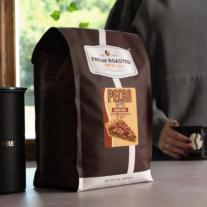 Fresh Roasted Coffee, Pecan Pie Flavored Coffee,5 lb, Medium Roast, Kosher, Ground