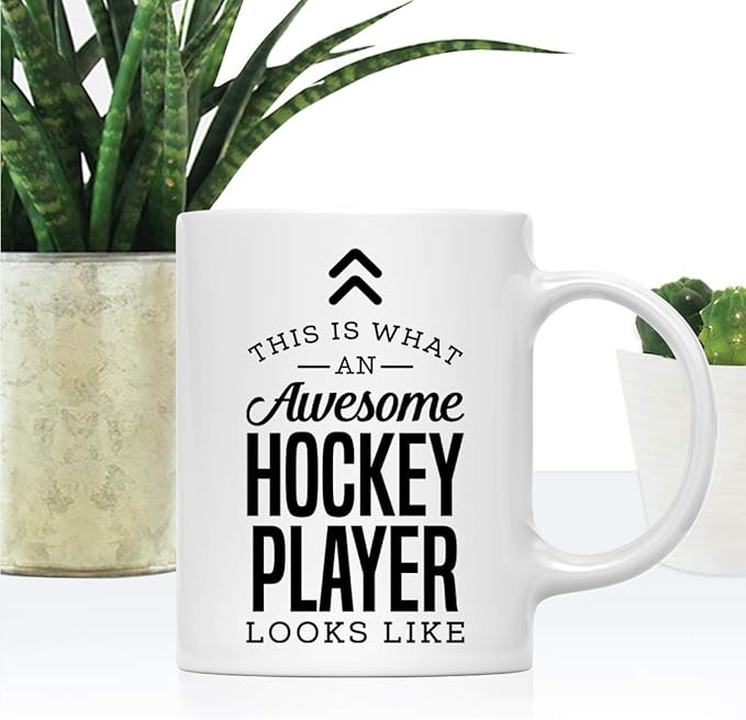 Andaz Press 11oz. Ceramic Coffee Tea Mug Thank You Gift, This is What an Awesome Hockey Player Looks Like, 1-Pack, Birthday Christmas Gift Ideas Coworker Him Her, Includes Gift Box