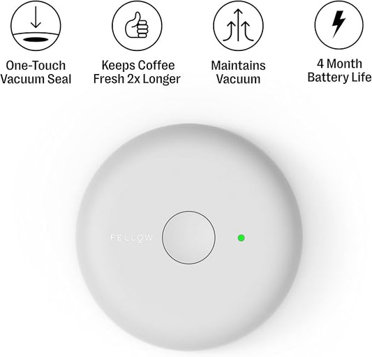 Fellow Atmos Electric Vacuum Canister & Storage Container - Airtight Coffee & Food Storage Containers - Coffee Containers - (Matte White, 0.7 Liter)