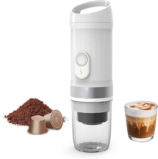 Portable Electric Espresso Machine, 3 IN 1 Self-Heating Travel Coffee Maker for Ground Coffee, NS Capsule&DG Capsule, 20 Bar Portable Coffee Maker with 9600mAh Battery for RV, Hiking, Office, Camp