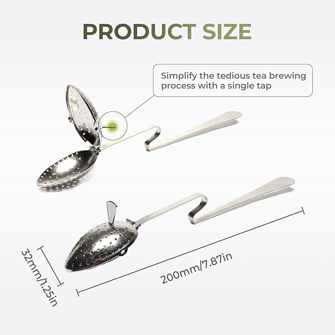 Stainless Steel Tea Diffuser,2025 New Tea Strainer Tea Infuser for Loose Leaf Tea,Creative Tea Spoon With Handle,Fine Holes Tea Interval Filter,Tea Holder Steeper for Tea Accessories (Silver B)