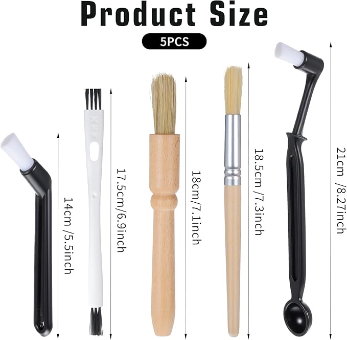 5 Pcs Coffee Grinder Brush Group Head Brush Brushes Kit Nylon Machine Cleaning Brushes Wooden for Coffee Machine