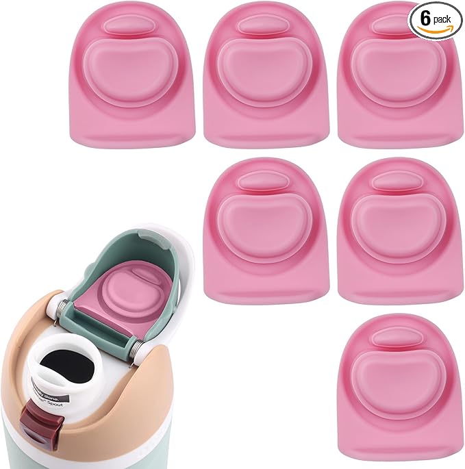 Joshey 6 Pack Rubber Seal Replacement Stopper, Compatible with Owala Freesip 24oz 32oz Water Bottle Spout Cap-Silicone Gasket Replacement Parts (Pink)