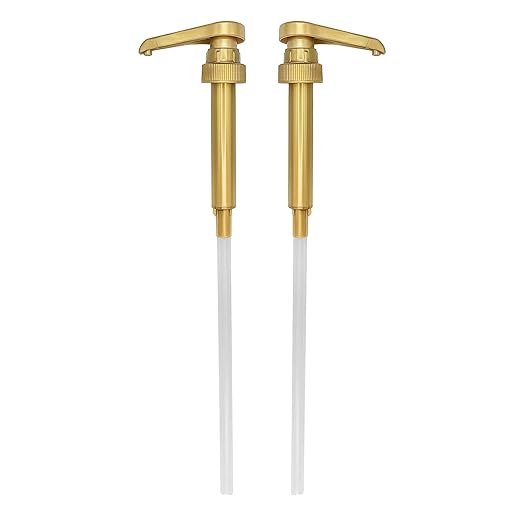 HANDIT - Gold Coffee Syrup Pumps | Fits 25.4oz/750ml Liter Torani, Skinny, Davinci and Monin Plastic 33.8oz Bottles | Does Not Fit Monin 750ml (2 Pack)