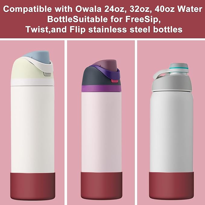 Silicone Boot for Owala Water Bottle 24/32/40 oz, Anti-Slip Protective Sleeve for FreeSip/Twist/Flip Water Bottles, BPA Free, Bottom Bumper Cover Protects Water Bottles from Scratches