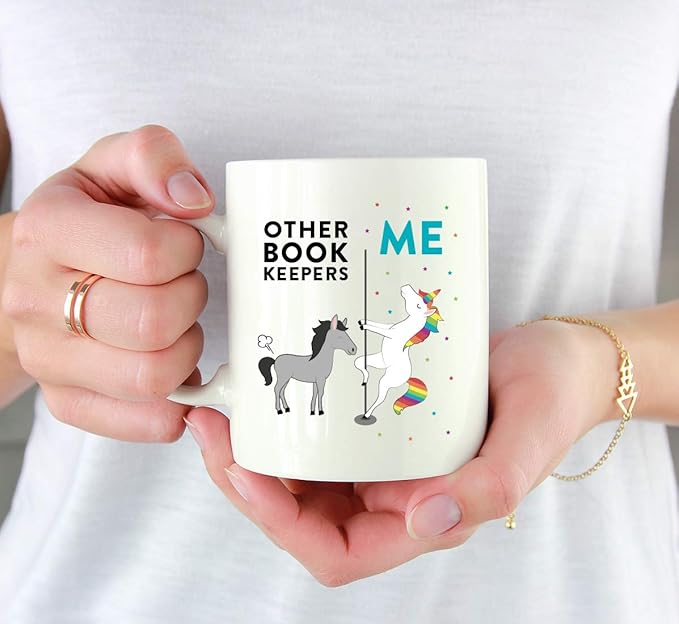 Andaz Press Funny Quirky 11oz. Ceramic Coffee Tea Mug Thank You Gift, Other Book Keepers Me, Horse Unicorn, 1-Pack, Birthday Christmas Gift Ideas Coworker Him Her, Gift Box