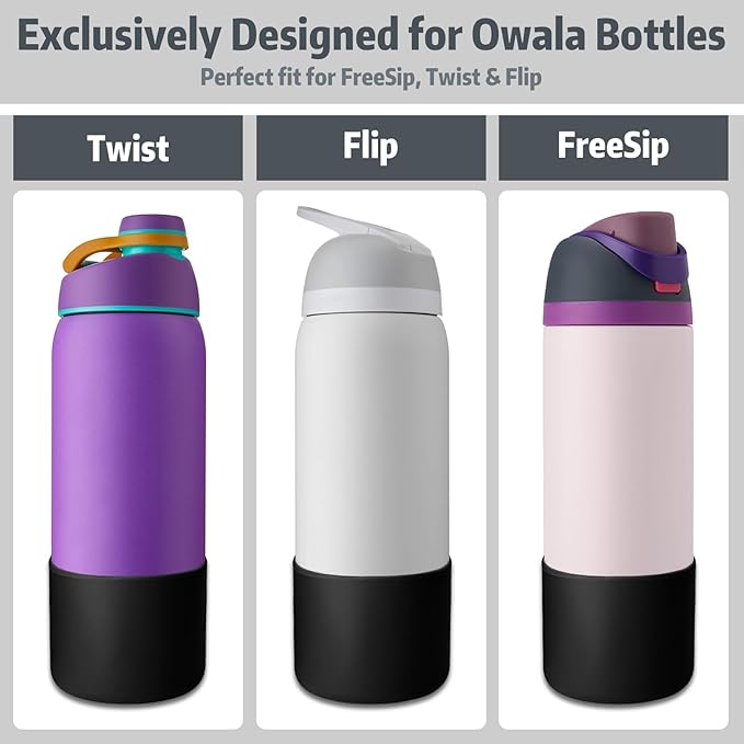 Silicone Boot for Owala 40oz Water Bottle – Anti-Slip Protective Cover, Bottle Boot, Base Cover Compatible with FreeSip, Sleeve for Stainless Steel Tumblers (Black, 40OZ)