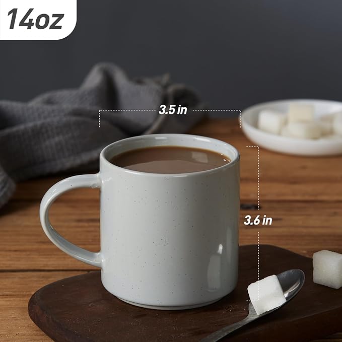 famiware Nebula 4 Pieces Coffee Mug, 14 oz Catering Mugs with Handle for Coffee, Tea, Cocoa, Milk, Light Gray