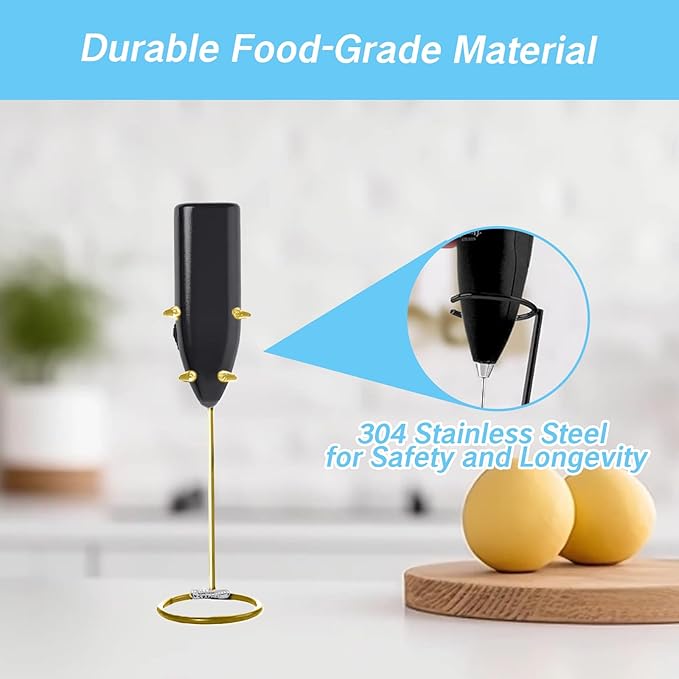 Frother Stand Kitchen Milk For Coffee Stainless Steel Stand Fits for Multiple Types of Coffee Frothers - Heavy Duty Stand Ideal(Gold)